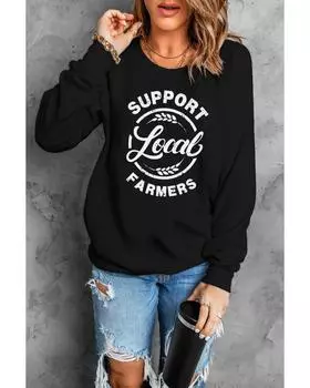 Azura Exchange Local Farmers Print Long Sleeve Sweatshirt XL чёрный