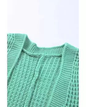 Azura Exchange Long Line Open Front Knitted Cardigan with Pockets 2XL зелёный