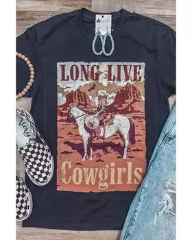 Azura Exchange LONG LIVE Cowgirls Graphic Print T-Shirt XL чёрный