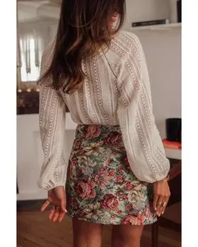 Azura Exchange Long Sleeve Button Up Lace Shirt XL белый