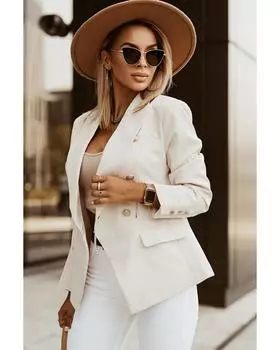 Azura Exchange Двубортный пиджак с длинным рукавом на пуговицах XL абрикосовый