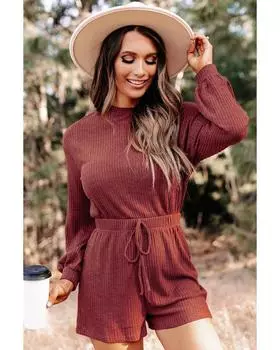 Azura Exchange Long Sleeve Ribbed Romper