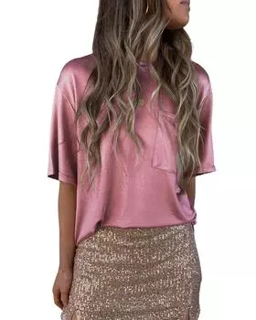 Azura Exchange Футболка свободного кроя с коротким рукавом S розовый