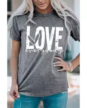 Azura Exchange LOVE everybody Graphic T-shirt L серый
