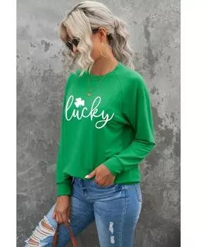 Azura Exchange Lucky Clover Print Graphic Sweatshirt XL зелёный