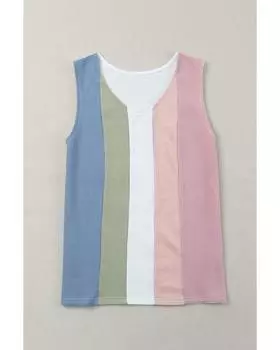 Azura Exchange Майка из вафельного трикотажа с V-образным вырезом M разноцветный