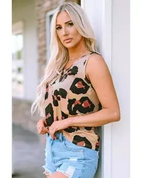 Azura Exchange Майка с нагрудным карманом XL леопардовый