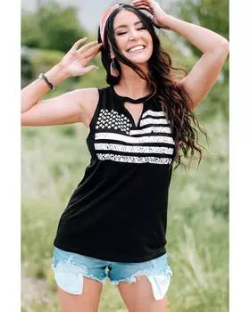 Azura Exchange Майка с принтом американского флага S чёрный