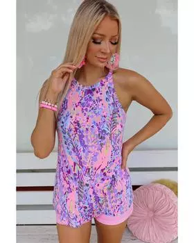 Azura Exchange Майка с тропическим цветочным принтом L разноцветный