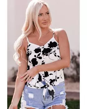 Azura Exchange Майка с завязкой на пуговицах спереди XL белый