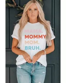 Azura Exchange Mama Mommy Mom Bruh Letter Graphic T Shirt XL белый