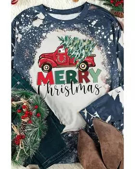 Azura Exchange MERRY Christmas Bleached Long Sleeve Top S разноцветный