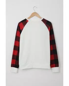 Azura Exchange Merry Christmas Plaid Graphic Print Sweatshirt S белый