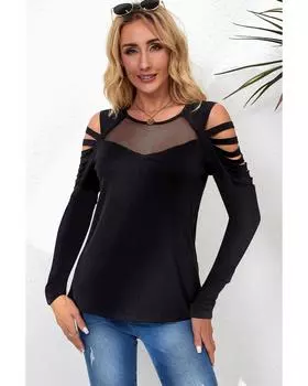 Azura Exchange Mesh Patch Ripped Long Sleeve Top L чёрный