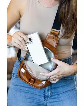 Azura Exchange Mini Rugby PU Crossbody Bag One Size коричневый