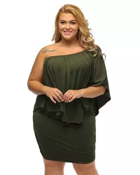 Azura Exchange Многослойное мини-платье-пончо армейского зеленого цвета XL зелёный