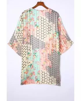 Azura Exchange Кимоно с разноцветным цветочным принтом и прозрачным мерцанием - 100% полиэстер ONE SIZE разноцветный