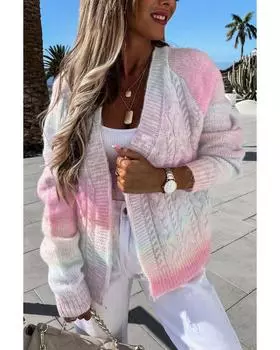 Azura Exchange Multicolor Gradient Open Front Colorblock Tie-dye Cardigan 2XL разноцветный