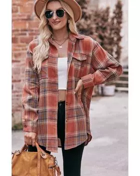 Azura Exchange Multicolor Plaid Print Flap Pocket Shirt 2XL разноцветный