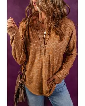 Azura Exchange Топ-хенли с длинными рукавами и заниженной линией плеч горчичного цвета XL горчичный