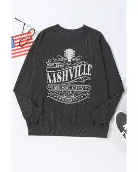 Azura Exchange NASHVILLE MUSIC CITY Corded Graphic Sweatshirt M чёрный
