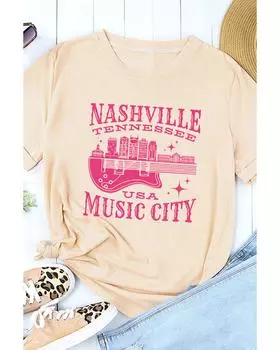 Azura Exchange Nashville Music City Graphic Print T-Shirt L хаки