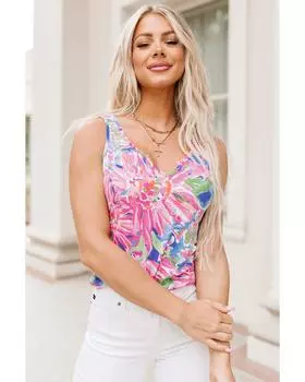 Azura Exchange Notch Neck Sleeveless Top M розовый