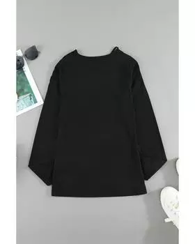 Azura Exchange Облегающий топ с длинными рукавами и вырезом M чёрный