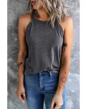 Azura Exchange Однотонный серый топ с круглым вырезом S серый