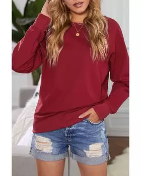 Azura Exchange Однотонный свитер с круглым вырезом S красный