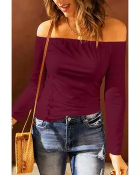 Azura Exchange Off Shoulder Long Sleeve Top L красный