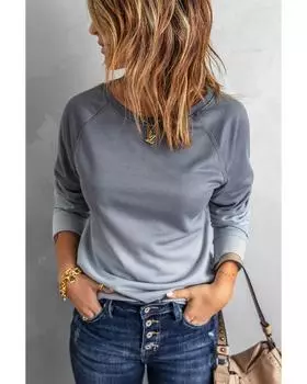 Azura Exchange Толстовка с круглым вырезом и длинными рукавами Ombre 2XL серый