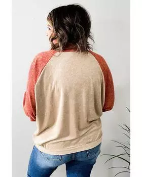 Azura Exchange Orange Plus Size Colorblock Raglan Hoodie with Pockets 2X оранжевый