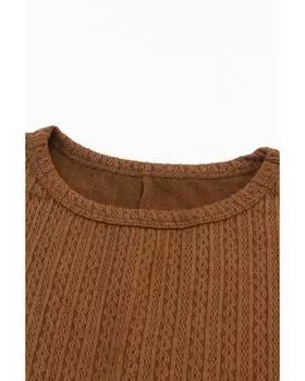 Azura Exchange оранжевый искусственный трикотажный жаккардовый пухлый топ с длинными рукавами XL оранжевый