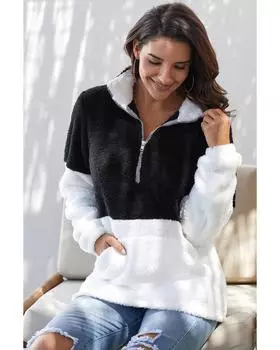 Azura Exchange Пушистый флисовый свитер большого размера XL чёрный