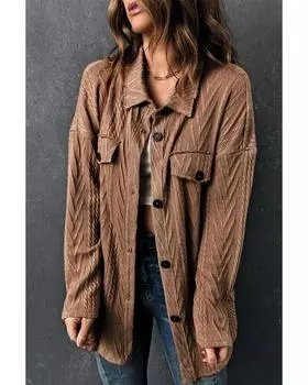 Azura Exchange Объемная фактурная трикотажная кофта на пуговицах спереди 2XL хаки