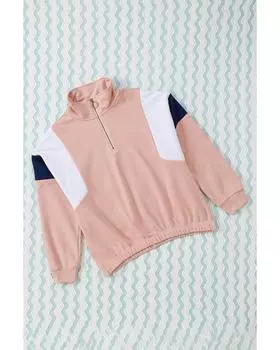 Azura Exchange Толстовка с застежкой на бицепс и четвертью молнии XL розовый