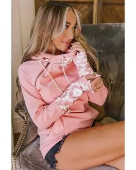 Azura Exchange Лоскутная толстовка с капюшоном и отверстием для большого пальца S розовый