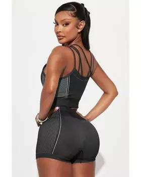 Azura Exchange Patterned Cutout Bra and Shorts Set S чёрный