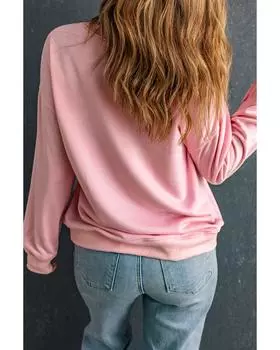 Azura Exchange Pink Leopard AMEN Graphic Pullover Sweatshirt XL розовый