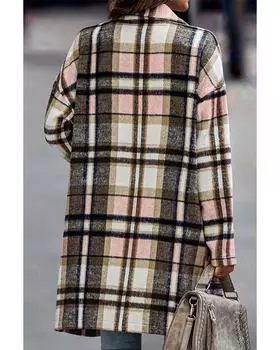 Azura Exchange Розовый клетчатый пиджак с пуговицами на лацканах S розовый