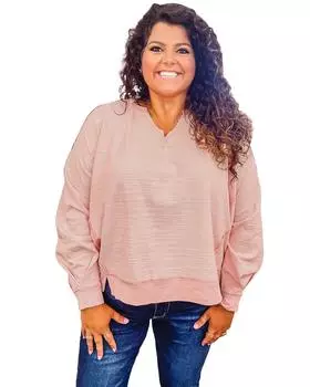 Azura Exchange Толстовка с капюшоном из французского трикотажа большого размера с необработанным вырезом и вырезом на шее 1X розовый