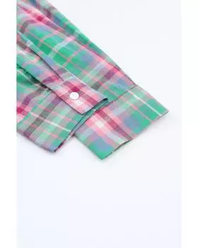 Azura Exchange Клетчатая рубашка с разрезом на пуговицах XL зелёный