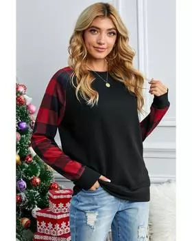 Свитшот Azura Exchange Plaid с длинным рукавом S чёрный