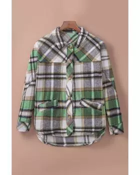 Azura Exchange Plaid Pocket Shacket M зелёный