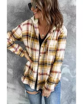 Azura Exchange Куртка с капюшоном и завязками в клетку M разноцветный