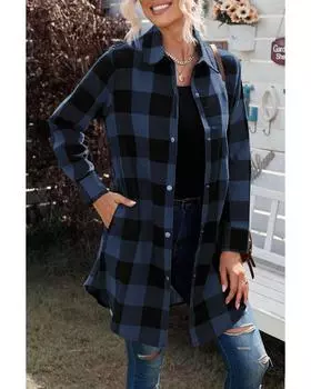 Куртка-рубашка в клетку Azura Exchange XL синий