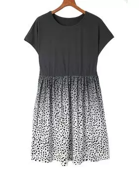 Azura Exchange Платье-футболка в контрастный горошек с повседневным карманом S леопардовый