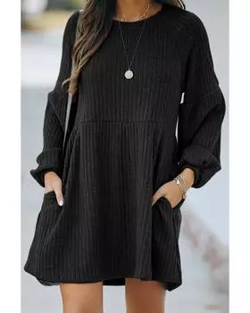 Azura Exchange Платье из трикотажного полотна с завышенной талией XL чёрный