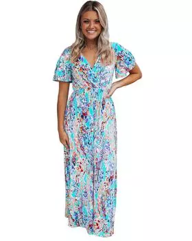 Azura Exchange Платье макси с цветочным принтом S зелёный